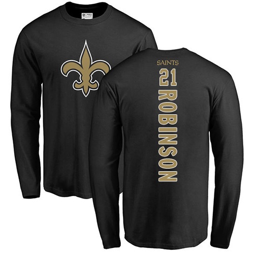 Men New Orleans Saints Black Patrick Robinson Backer NFL Football #21 Long Sleeve T Shirt